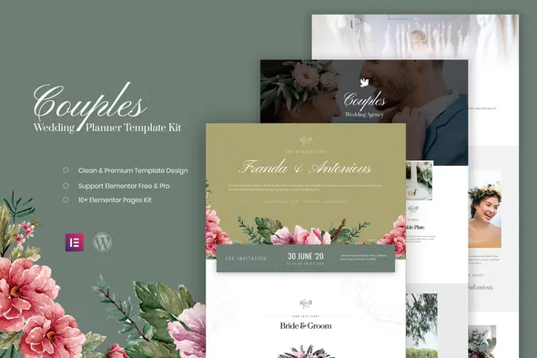 free wedding website elementor template kit for wordpress