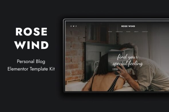 rose wind personal blog elementor template kit