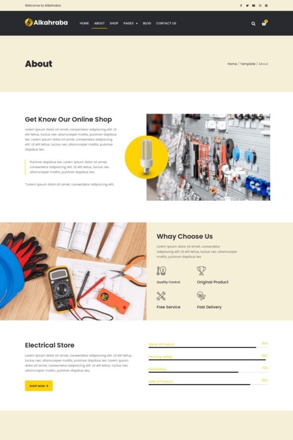 Alkahraba - Electrical Shop & Store WooCommerce Elementor Template Kit