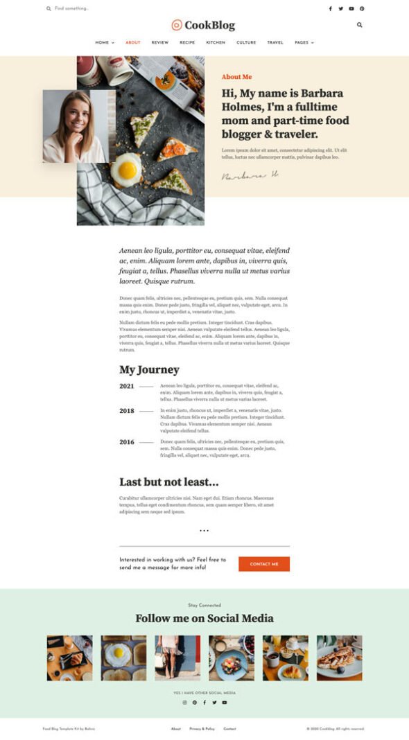 CookBlog – Food & Personal Blog Elementor Template Kit