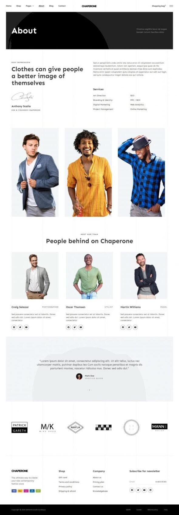 Chaperone Men's Fashion Woocomerce Elementor Template Kit