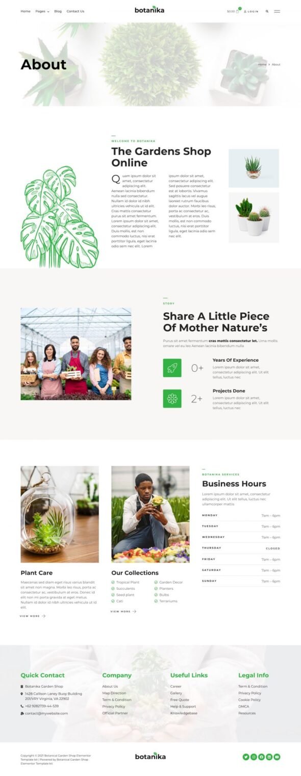 Botanika Botanical Garden Shop WooCommerce Elementor Template Kit