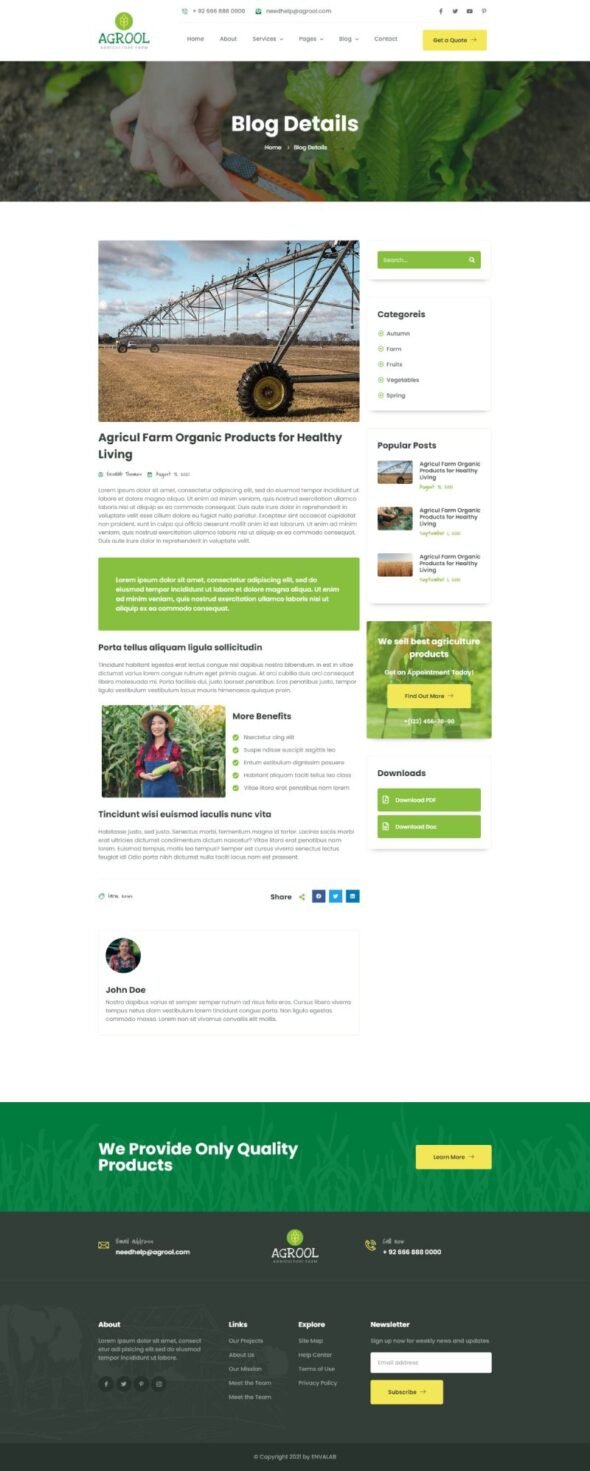 Agrool - Agriculture Farming Elementor Template Kit