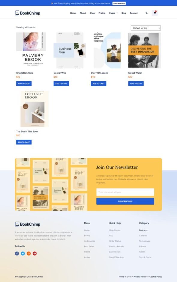BookChimp - Online Book Store Website Elementor Template Kit