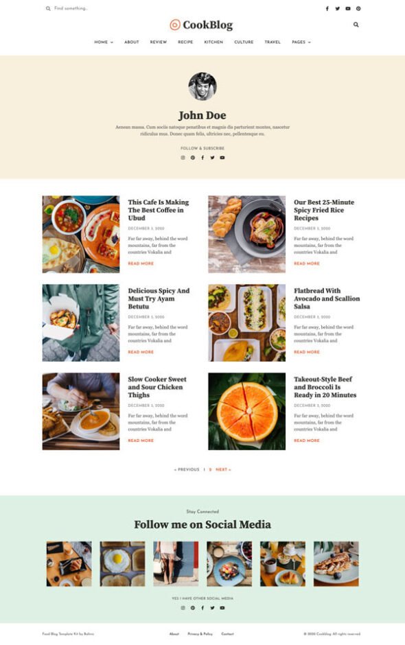 CookBlog – Food & Personal Blog Elementor Template Kit