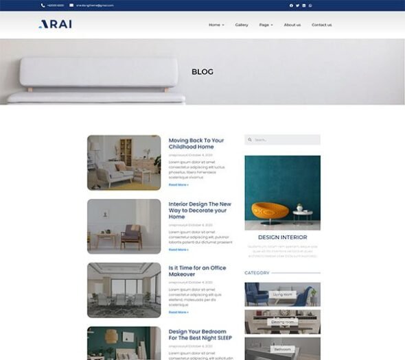 Arai | Interior & Furniture Elementor Template kit