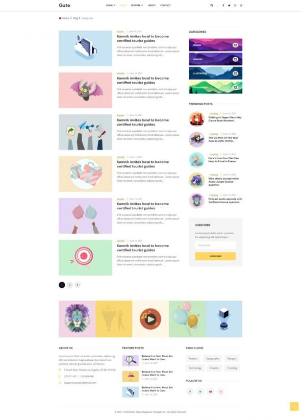 gute minimalist blog elementor template kit