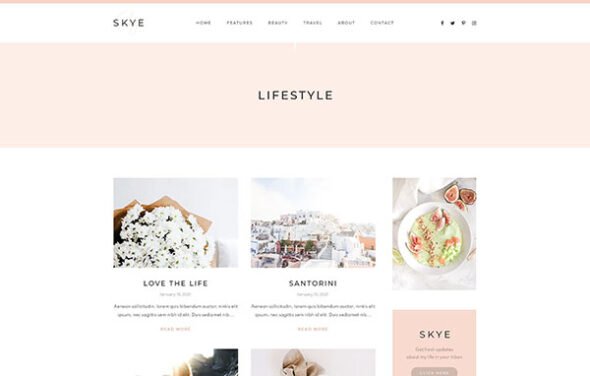 skye modern blog website elementor template kit free download