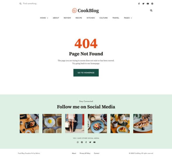 cookblog food personal blog elementor template kit