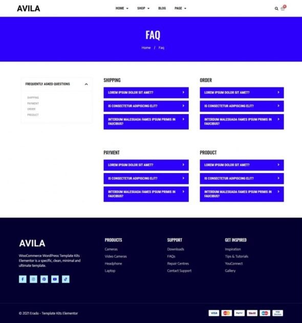 Avila - Electronic WooCommerce Elementor Template Kit