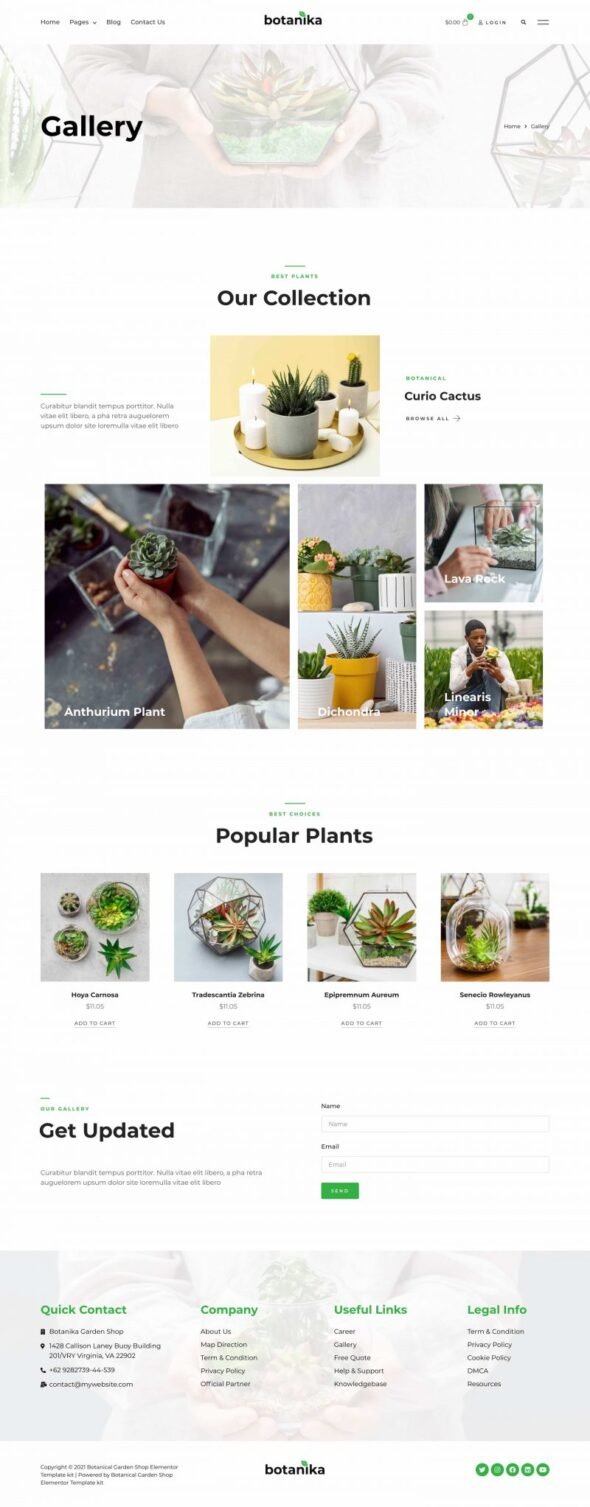 Botanika Botanical Garden Shop WooCommerce Elementor Template Kit