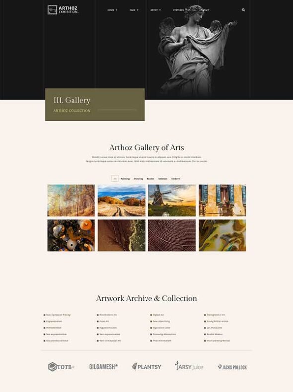Arthoz - Art Exhibition Elementor Template kit