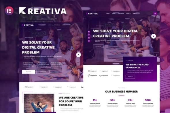 Krativa Creative & Digital Agency Services Elementor Template Kit