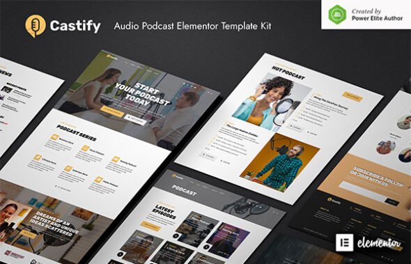 castify audio podcast elementor template kit
