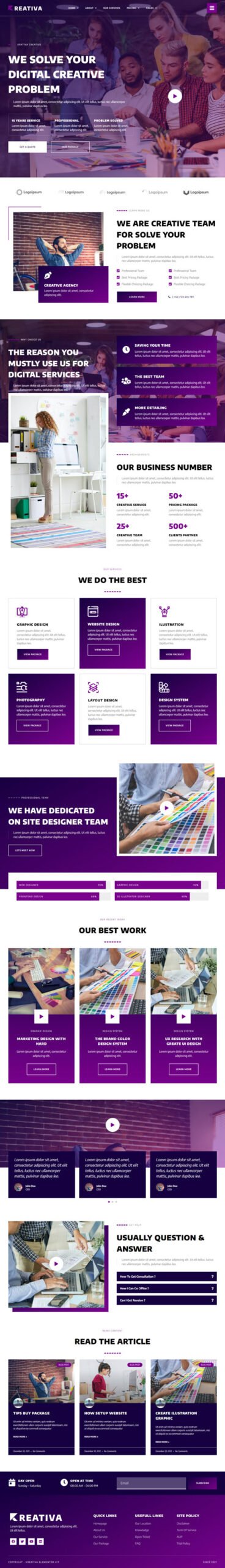 Krativa Creative & Digital Agency Services Elementor Template Kit