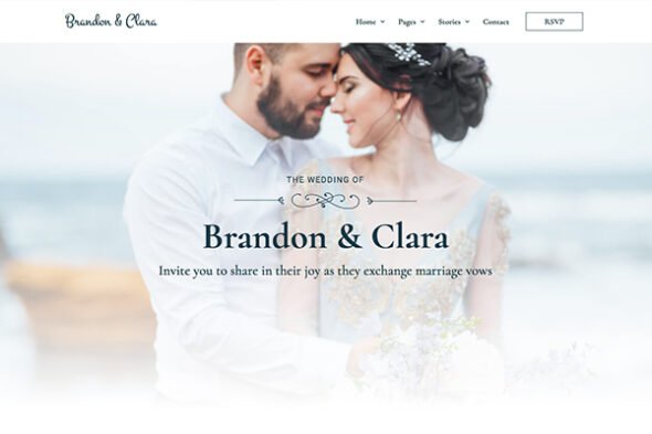 Brandon & Clara - Wedding Event Invitation Elementor Template Kit