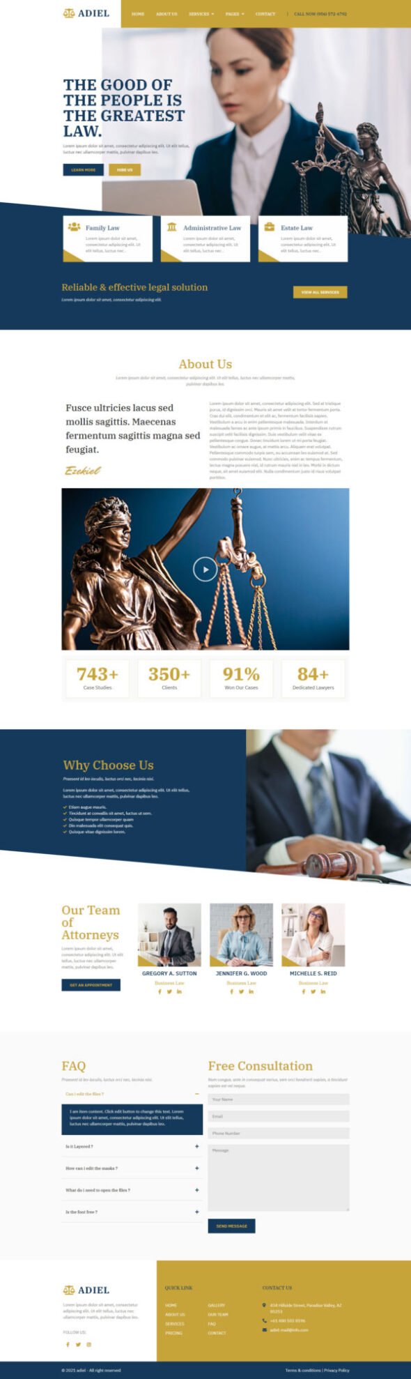 Adiel - Attorney & Law Firm Elementor Template Kit | Finance & Law