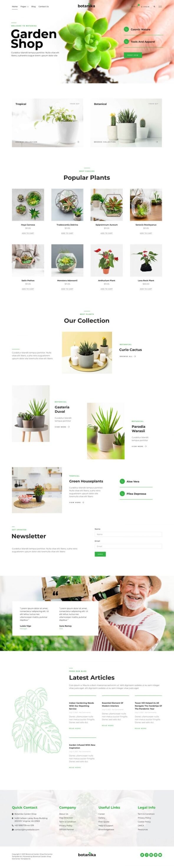 Botanika Botanical Garden Shop WooCommerce Elementor Template Kit