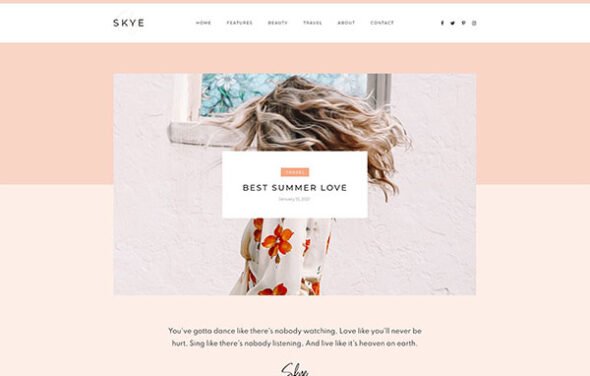 skye modern blog website elementor template kit free download