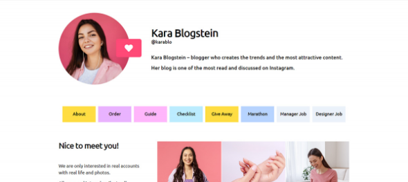 blogga instagram blogger elementor template kit