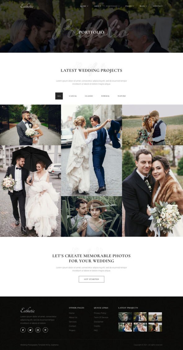 Esthetic – Wedding Photography Elementor Template Kit