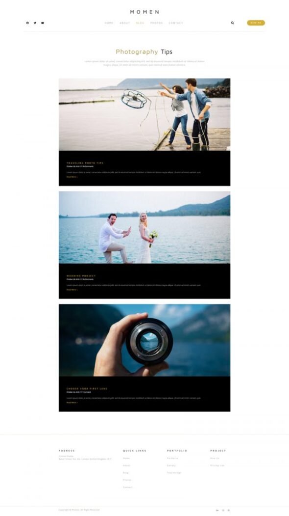 Momen - Photography & Blog Elementor Template Kit