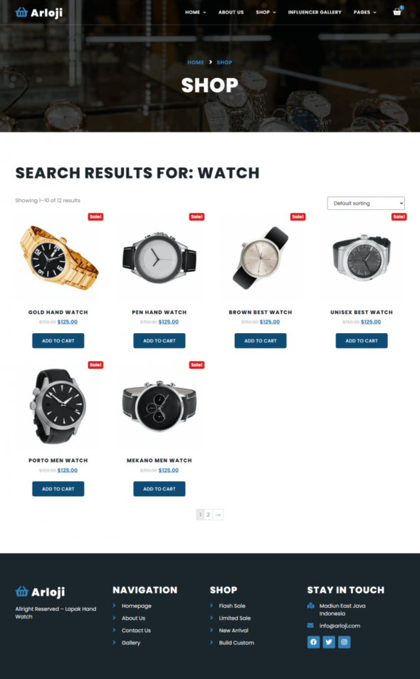 Arloji - Modern Hand Watch Shop eCommerce Elementor Template Kit
