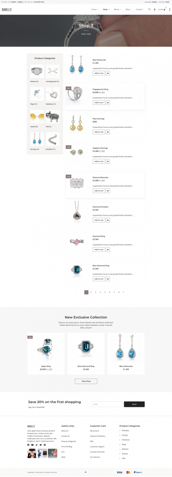 Brilly – Jewelry Store WooCommerce Elementor Template Kit