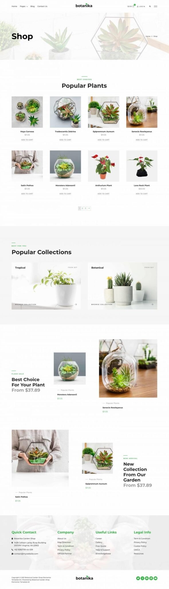 Botanika Botanical Garden Shop WooCommerce Elementor Template Kit