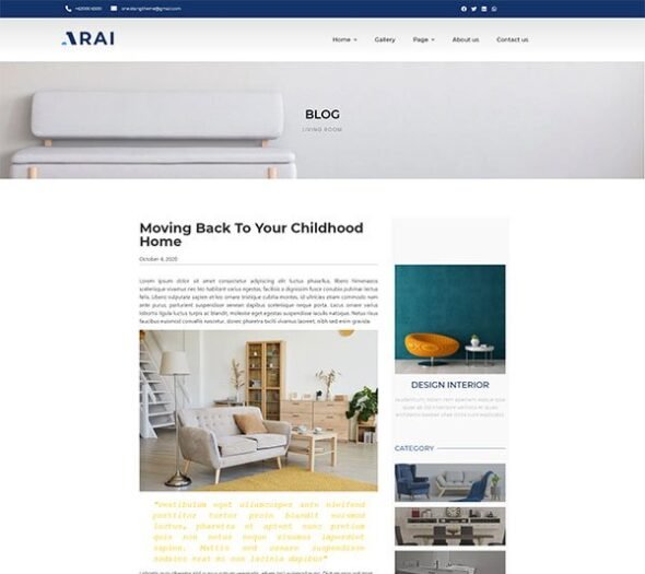 Arai | Interior & Furniture Elementor Template kit