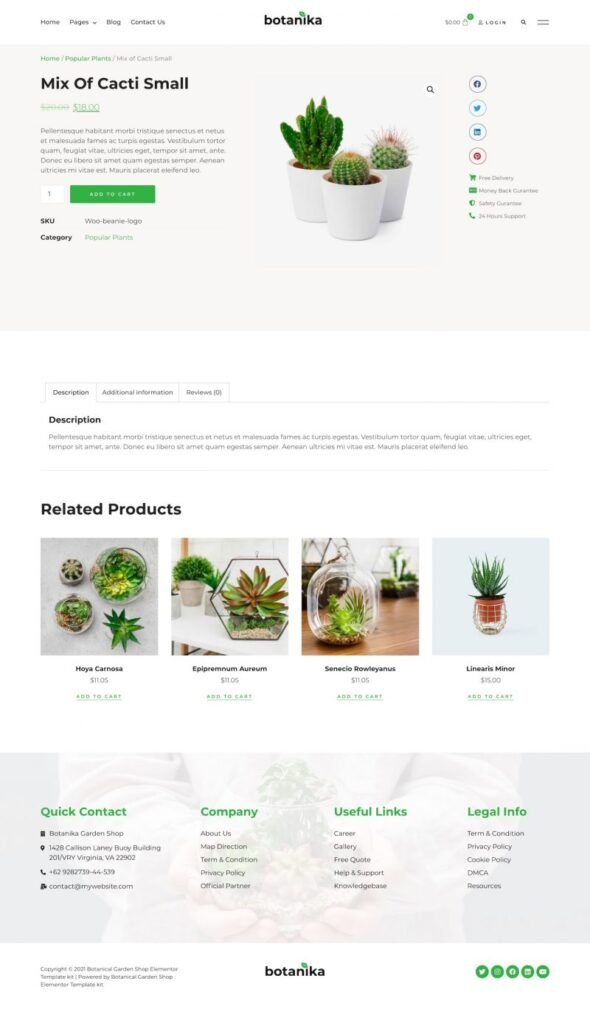 Botanika Botanical Garden Shop WooCommerce Elementor Template Kit