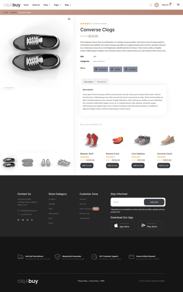Clickbuy - Shoe Store Elementor Pro Template Kit