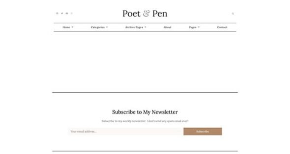 poet pen personal blog website elementor template kit free download