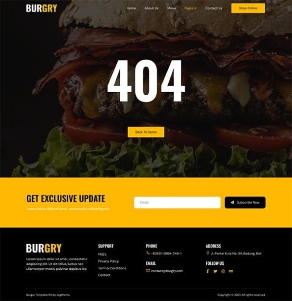 Burgry – Burger & Fast Food Restaurant Elementor Template Kit