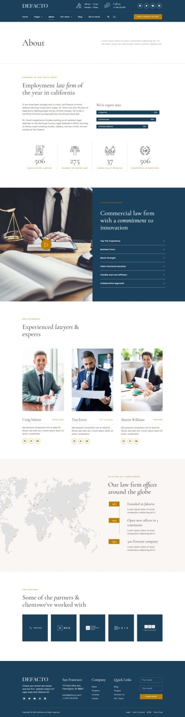 Defacto Lawyer & Law Firm Elementor Template Kit