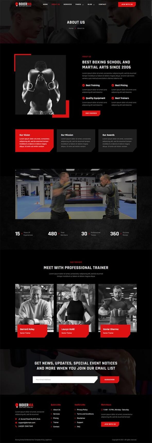 Boxernia – Boxing School & Martial Arts Elementor Template Kit