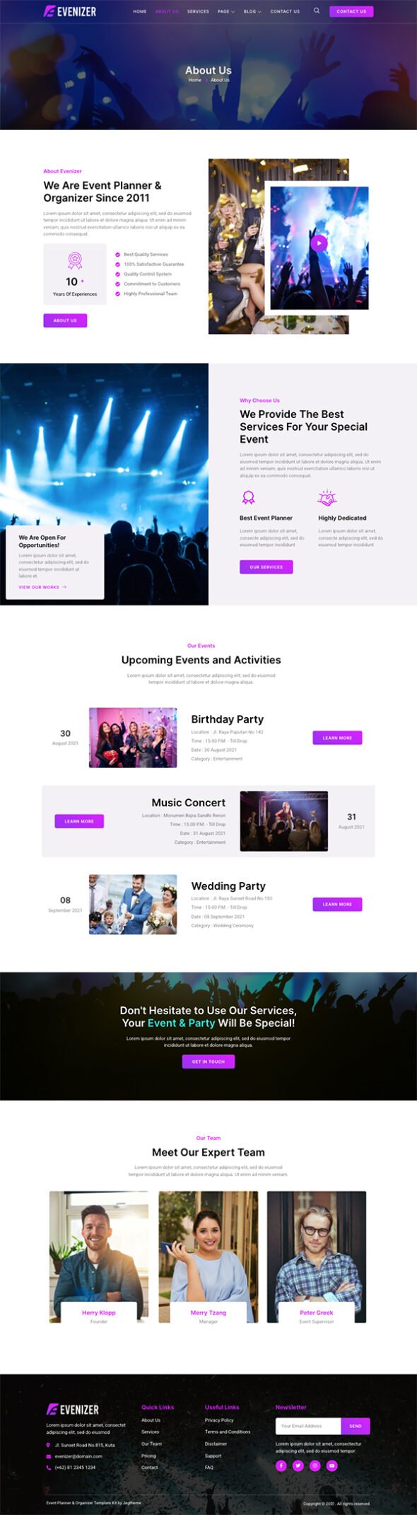 Evenizer – Event Planner & Organizer Elementor Template Kit