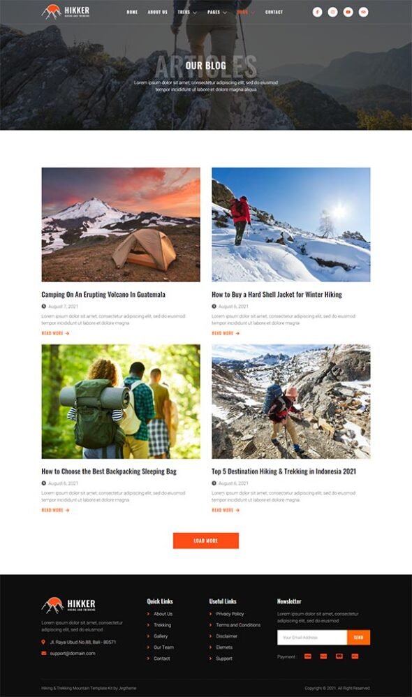 Hikker – Hiking & Mountain Trekking Elementor Template Kit
