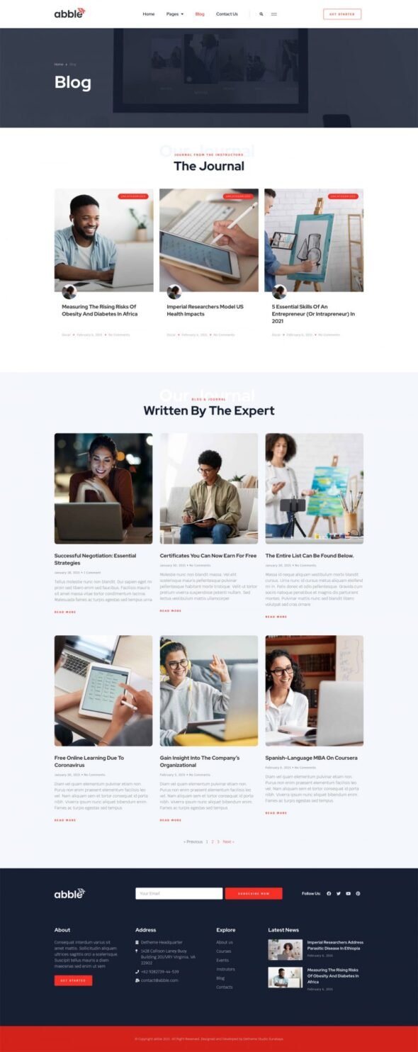 Abble Online Learning & Education Elementor Template Kit