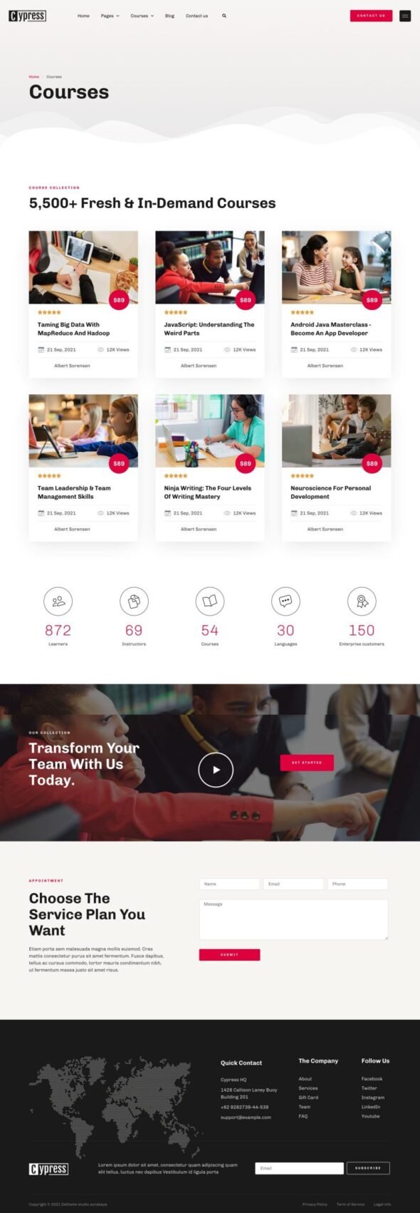 Cypress Online Learning & Courses Elementor Template Kit