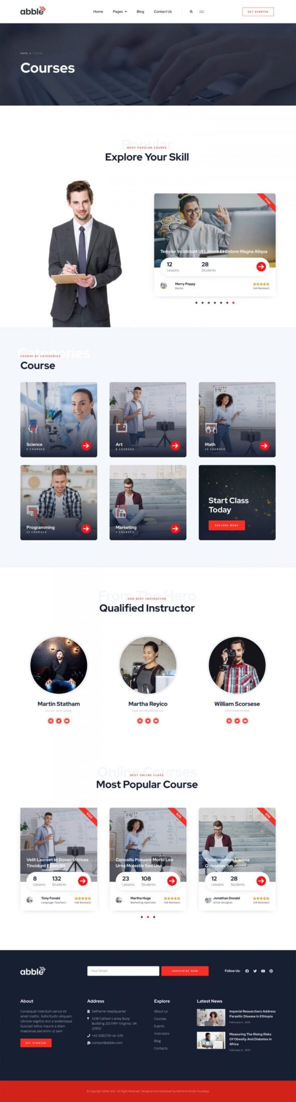 Abble Online Learning & Education Elementor Template Kit