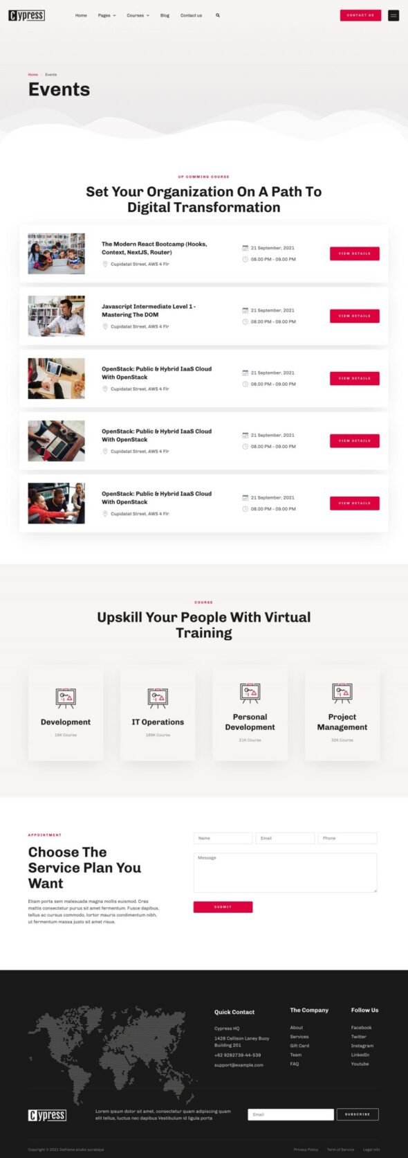 Cypress Online Learning & Courses Elementor Template Kit