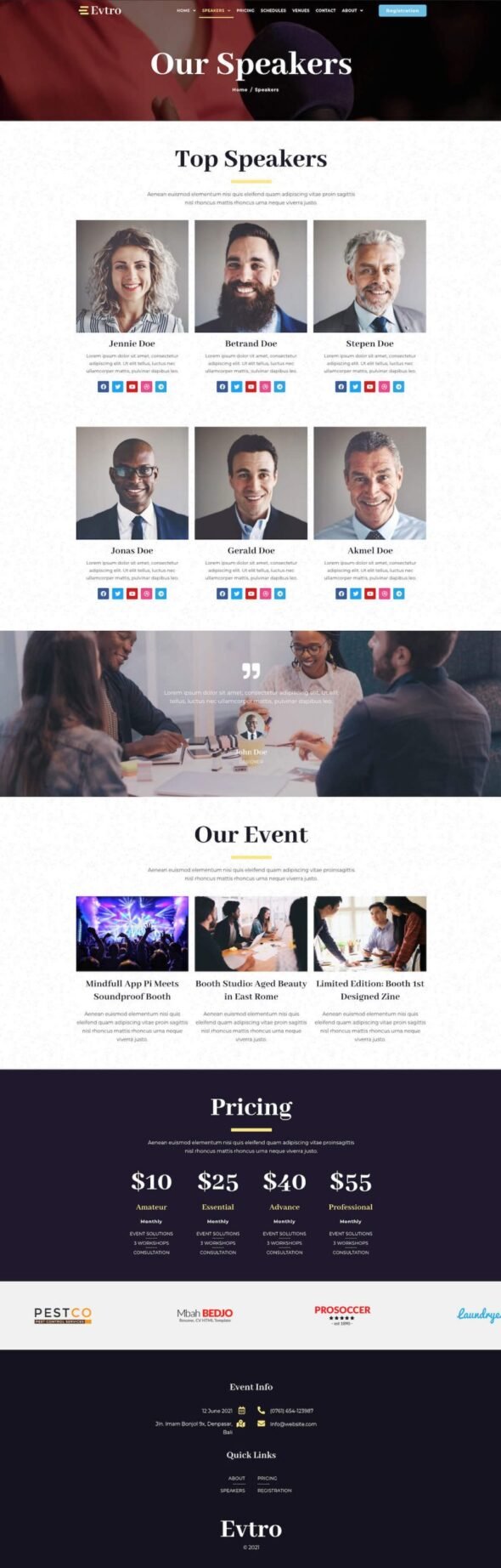 Evtro - Conference Event Elementor Template Kit