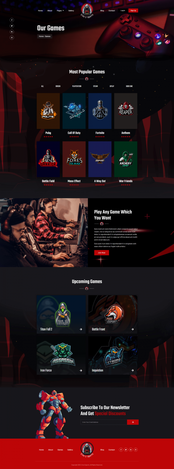 CROX | Esports & Gaming Elementor Template Kit