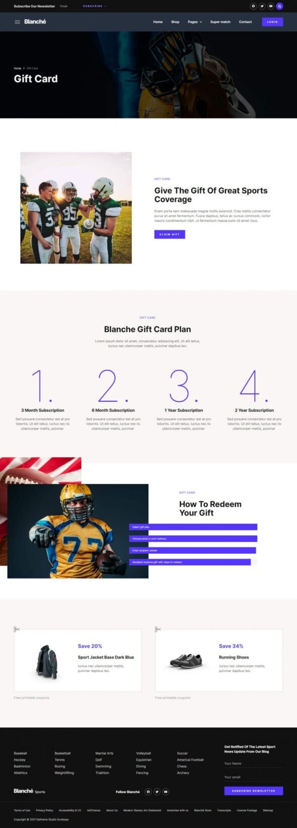 Blanche Sports Blog & Magazine Elementor Template Kit