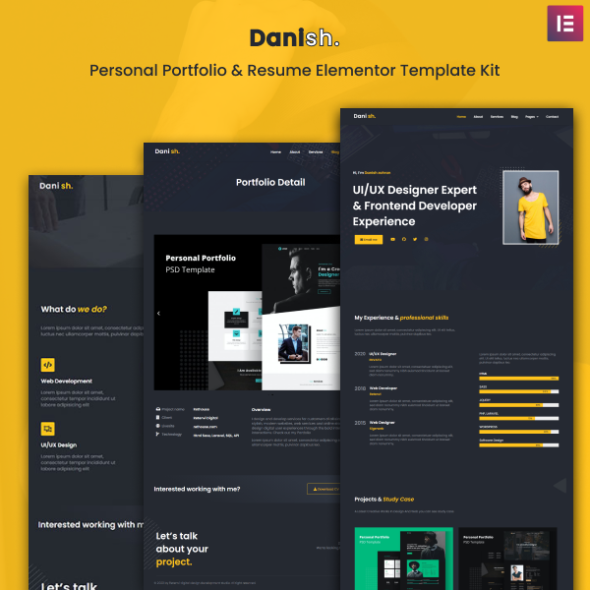 Danish - Personal Portfolio & Resume Elementor Template Kit