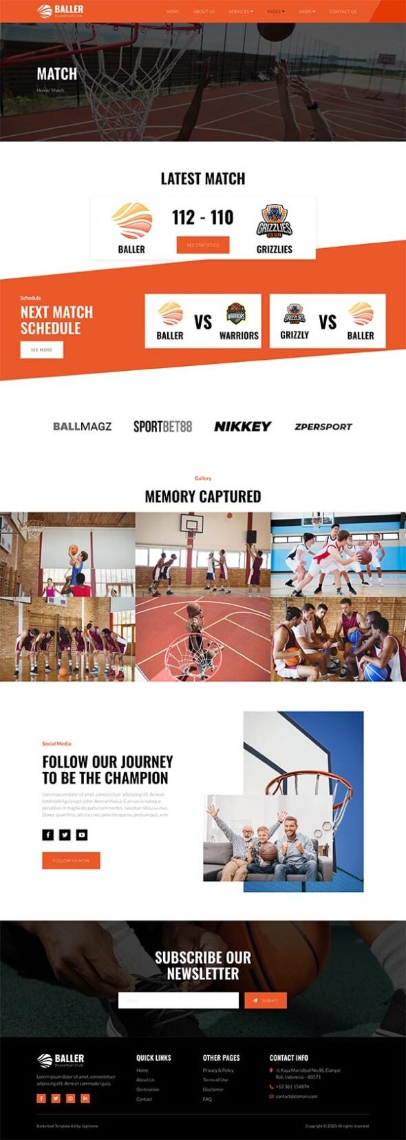 Baller – Basketball Team & Sports Club Elementor Template Kit
