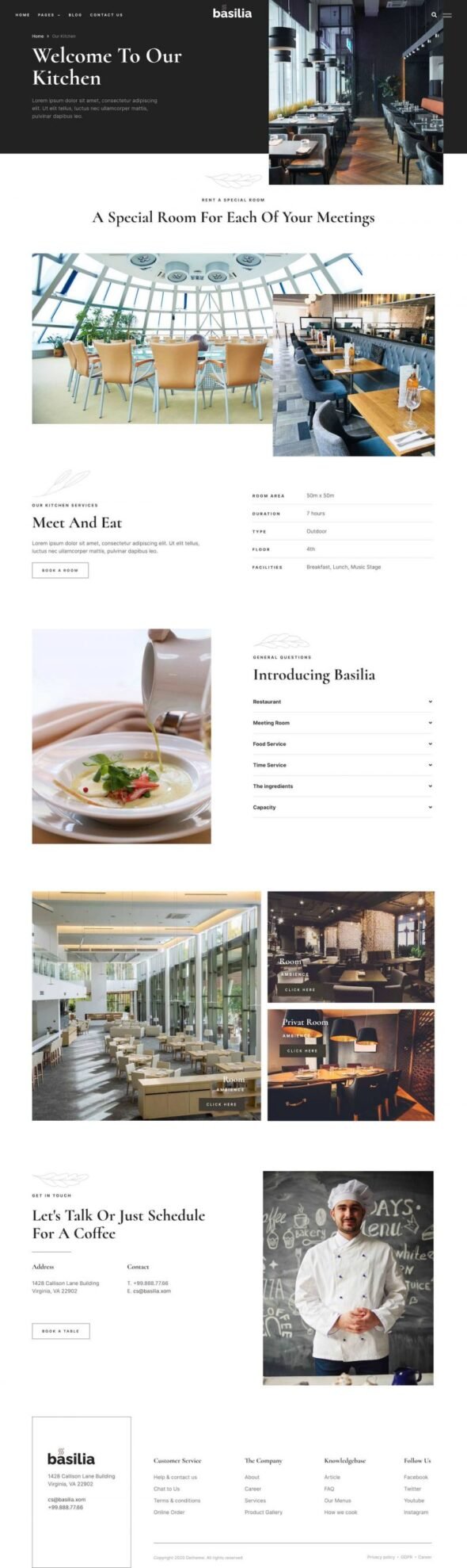 Basilia Elegant Restaurant Elementor Template Kit