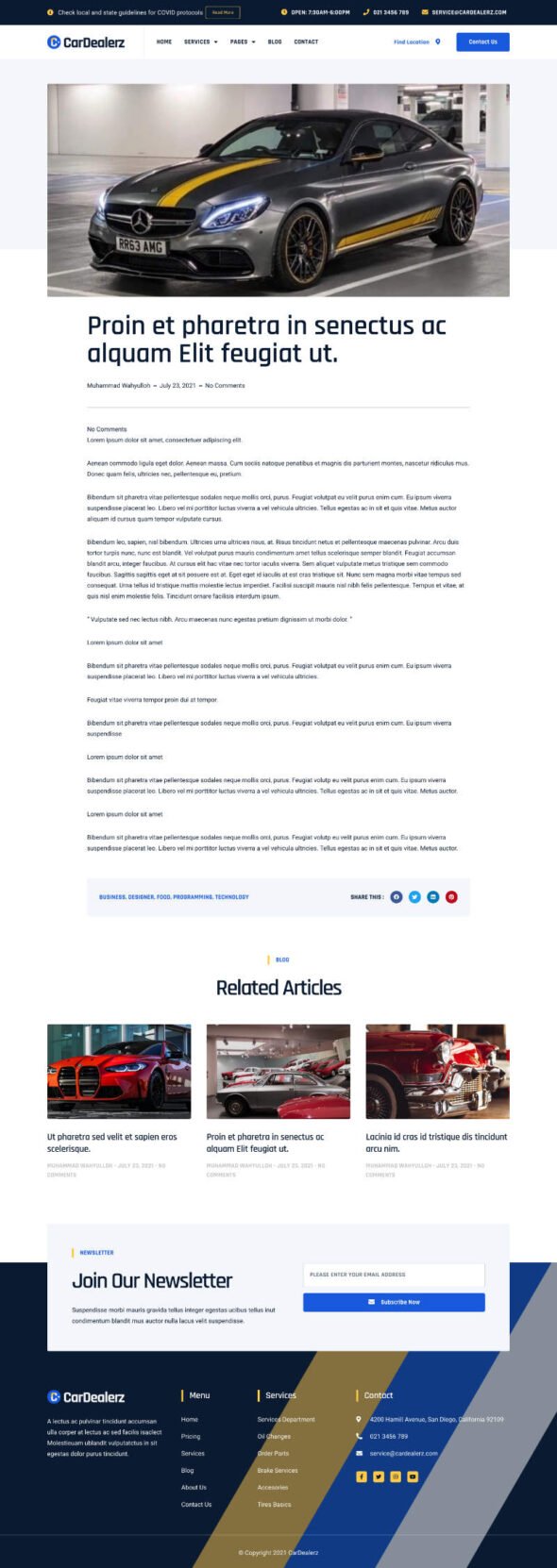 CarDealerz - Auto Dealer & Auto Shop Website Elementor Template Kit