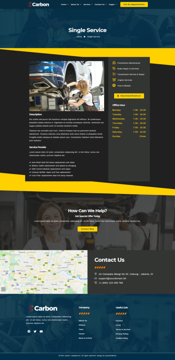 Carbon - Car Service WordPress Website Template Kit & Elementor Theme Free Download